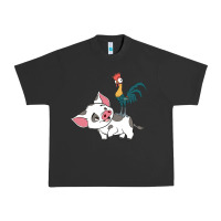 Pigment Black hei hei rooster and pig funny cartoon Urban Heavy Tee - artisFamous