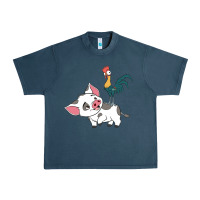 Midnight Navy hei hei rooster and pig funny cartoon Urban Heavy Tee - artisFamous