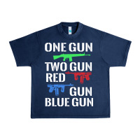 Navy one gun two gun red gun blue gun Urban Heavy Tee - artisFamous