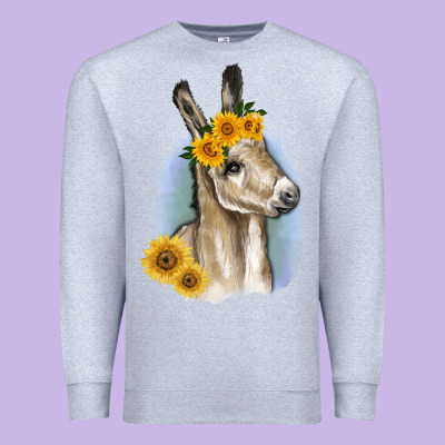 Sunflower Baby Donkey Premium Sweatshirt Designed By Ranaportraitstore