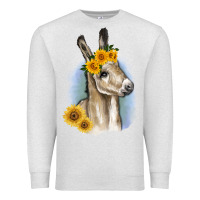 Oatmeal Heather Sunflower Baby Donkey Premium Sweatshirt - RanaPortraitStore