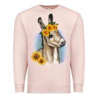 Pale Pink Sunflower Baby Donkey Premium Sweatshirt - RanaPortraitStore