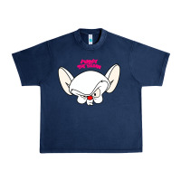 Navy pinky and the brain big face Urban Heavy Tee - artisFamous