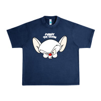 Navy pinky and the brain big face Urban Heavy Tee - artisFamous
