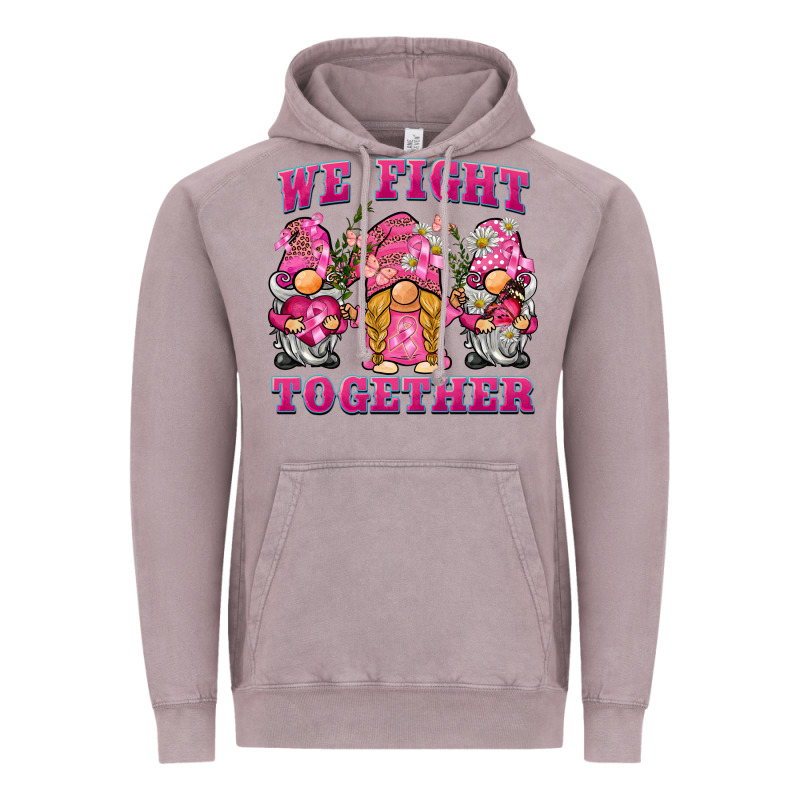 We Fight Together Breast Cancer Gnome Vintage Hoodie by BarkalooDesign | Teevron