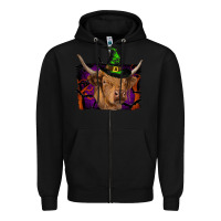 Black highland cow halloween Zipper Hoodie - RanaPortraitStore