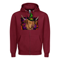 Burgundy highland cow halloween Zipper Hoodie - RanaPortraitStore