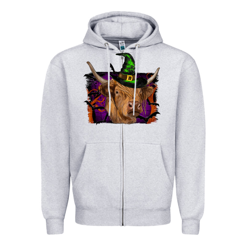 Highland Cow Halloween Zipper Hoodie by RanaPortraitStore | Teevron