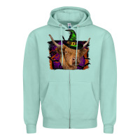 Seafoam highland cow halloween Zipper Hoodie - RanaPortraitStore