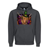 Smoke highland cow halloween Zipper Hoodie - RanaPortraitStore