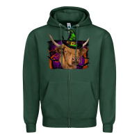 Sports Green highland cow halloween Zipper Hoodie - RanaPortraitStore
