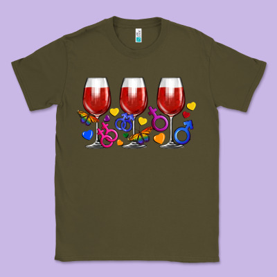 Pride Wine Cups Classic Tee Designed By Fadigitalartstudio