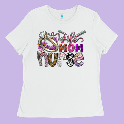 Wife Mom Nurse Ladies Tee Designed By Sublimationcraftshop
