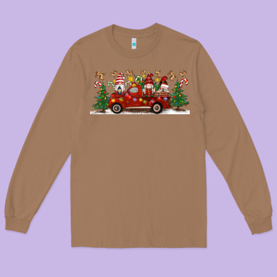 Christmas Gnome Truck Long Sleeve Tee Designed By Artiststas