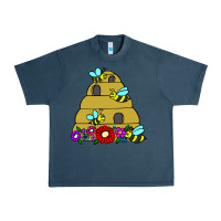 Midnight Navy bee hive Urban Heavy Tee - artisFamous