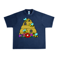 Navy bee hive Urban Heavy Tee - artisFamous