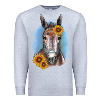 Heather Grey Sunflower Donkey Premium Sweatshirt - RanaPortraitStore