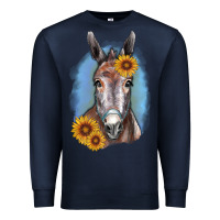 Navy Sunflower Donkey Premium Sweatshirt - RanaPortraitStore