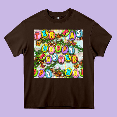 Happy Easter Seamless Pattern Heavy Core Tee Designed By Bundleandbundleshop