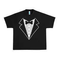 Black fake tux tuxedo suit tie Urban Heavy Tee - artisFamous