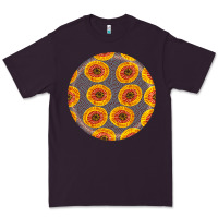Plum african fabric pattern round earrings 4 Premium Tee - BundleAndBundleShop