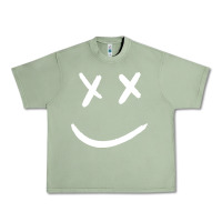 Oil Green x eyed smiley face x eyes smiling Urban Heavy Tee - artisFamous