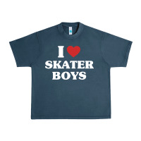 Midnight Navy i love skater boys Urban Heavy Tee - artisFamous
