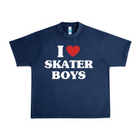 Navy i love skater boys Urban Heavy Tee - artisFamous