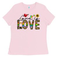 Bubblegum Pink love is love Ladies Tee - CowhideDigitalArt