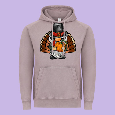 Thanksgiving Turkey Gnome Vintage Hoodie Designed By Barkaloodesign