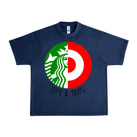 Navy sips and  trips Urban Heavy Tee - artisFamous