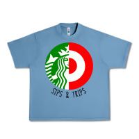 Pebble Blue sips and  trips Urban Heavy Tee - artisFamous