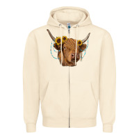 Sandshell highland cow with sunflowers turquoise Zipper Hoodie - RanaPortraitStore