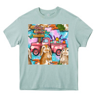 Arona Easter Bunny With Truck Seamless Pattern Heavy Core Tee - BundleAndBundleShop