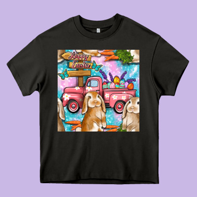Easter Bunny With Truck Seamless Pattern Heavy Core Tee Designed By Bundleandbundleshop