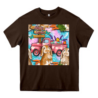 Chocolate Brown Easter Bunny With Truck Seamless Pattern Heavy Core Tee - BundleAndBundleShop