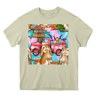 Mossy Easter Bunny With Truck Seamless Pattern Heavy Core Tee - BundleAndBundleShop