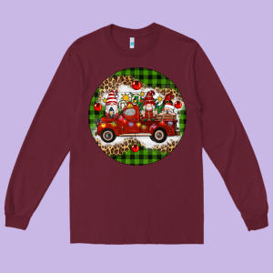 Christmas Gnomes Truck Long Sleeve Tee Designed By Artiststas