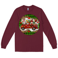 Burgundy christmas gnomes truck Long Sleeve Tee - Artiststas
