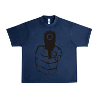 Navy hands up pistol Urban Heavy Tee - artisFamous