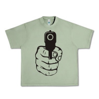 Oil Green hands up pistol Urban Heavy Tee - artisFamous