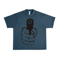 Midnight Navy hands up pistol Urban Heavy Tee - artisFamous