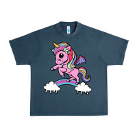 Midnight Navy cute unicorn Urban Heavy Tee - artisFamous