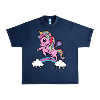 Navy cute unicorn Urban Heavy Tee - artisFamous