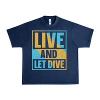 Navy Live And Let Dive Retro Style Urban Heavy Tee - artisFamous