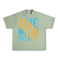 Oil Green Live And Let Dive Retro Style Urban Heavy Tee - artisFamous