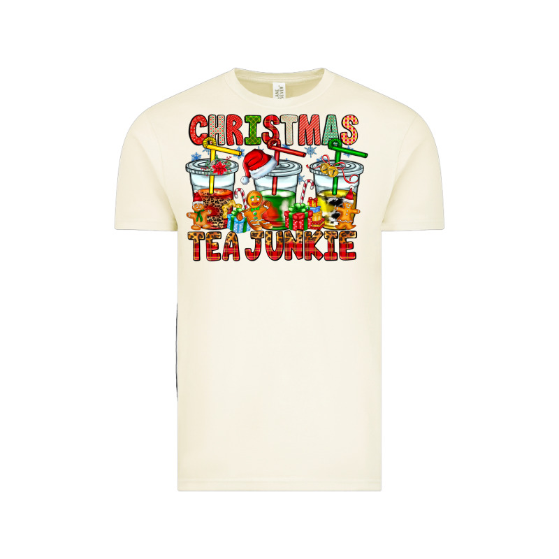 Christmas Tea Junkie Vintage Tee by CowhideDigitalArt | Teevron