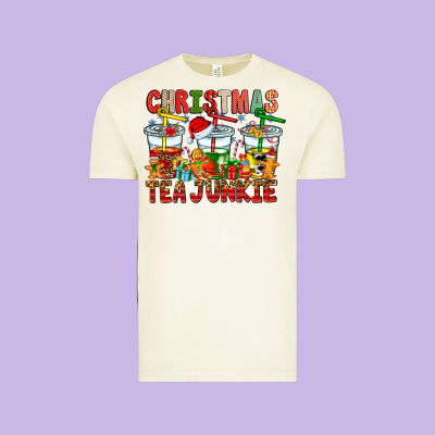 Christmas Tea Junkie Vintage Tee Designed By Cowhidedigitalart
