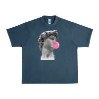 Midnight Navy Vaporwave statue head with bubblegum Urban Heavy Tee - artisFamous