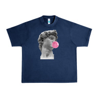 Navy Vaporwave statue head with bubblegum Urban Heavy Tee - artisFamous